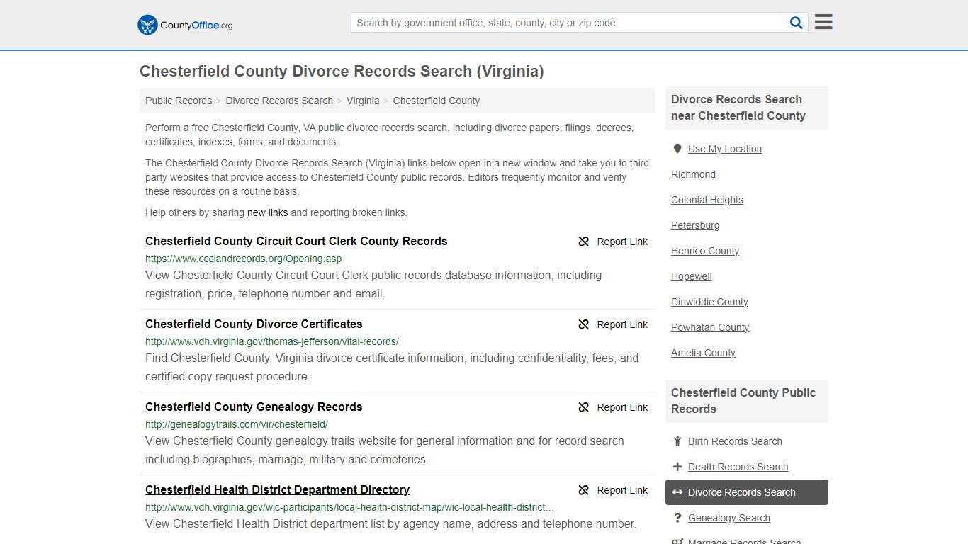 Chesterfield County Divorce Records Search (Virginia) - County Office